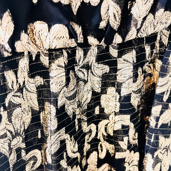 Raul Blanco Evenings Gold Black Pleated Midi Dress Size 6 - Picture 3 of 8